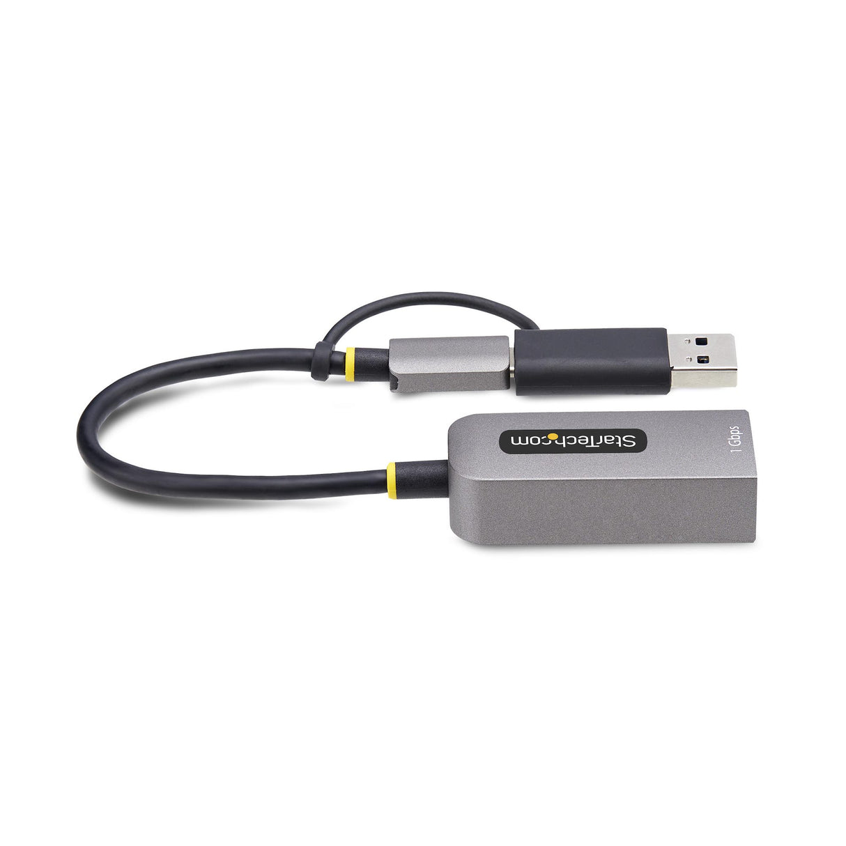 StarTech.com USB-C to Ethernet Adapter with USB-A Dongle, 10/100/1000Mbps, USB 3.0 to Gigabit Ethernet Network Adapter, 6in/15cm Attached Cable, USB GbE Adapter