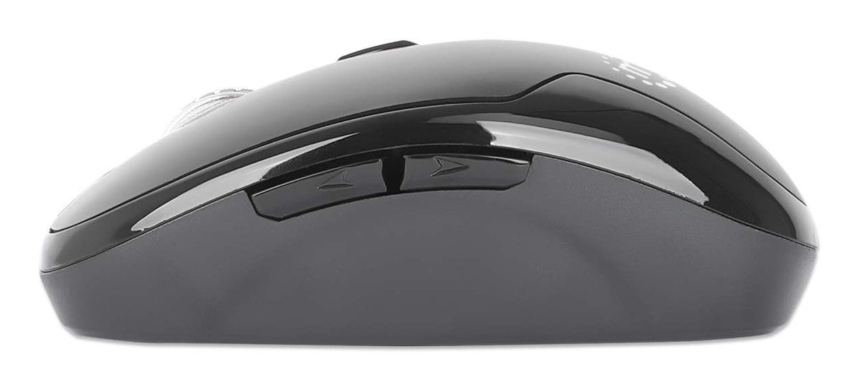 Manhattan USB-A Nano Receiver, Six Buttons with Scroll Wheel, 800/1200/1600 dpi, Wrist-Friendly Contour, Black