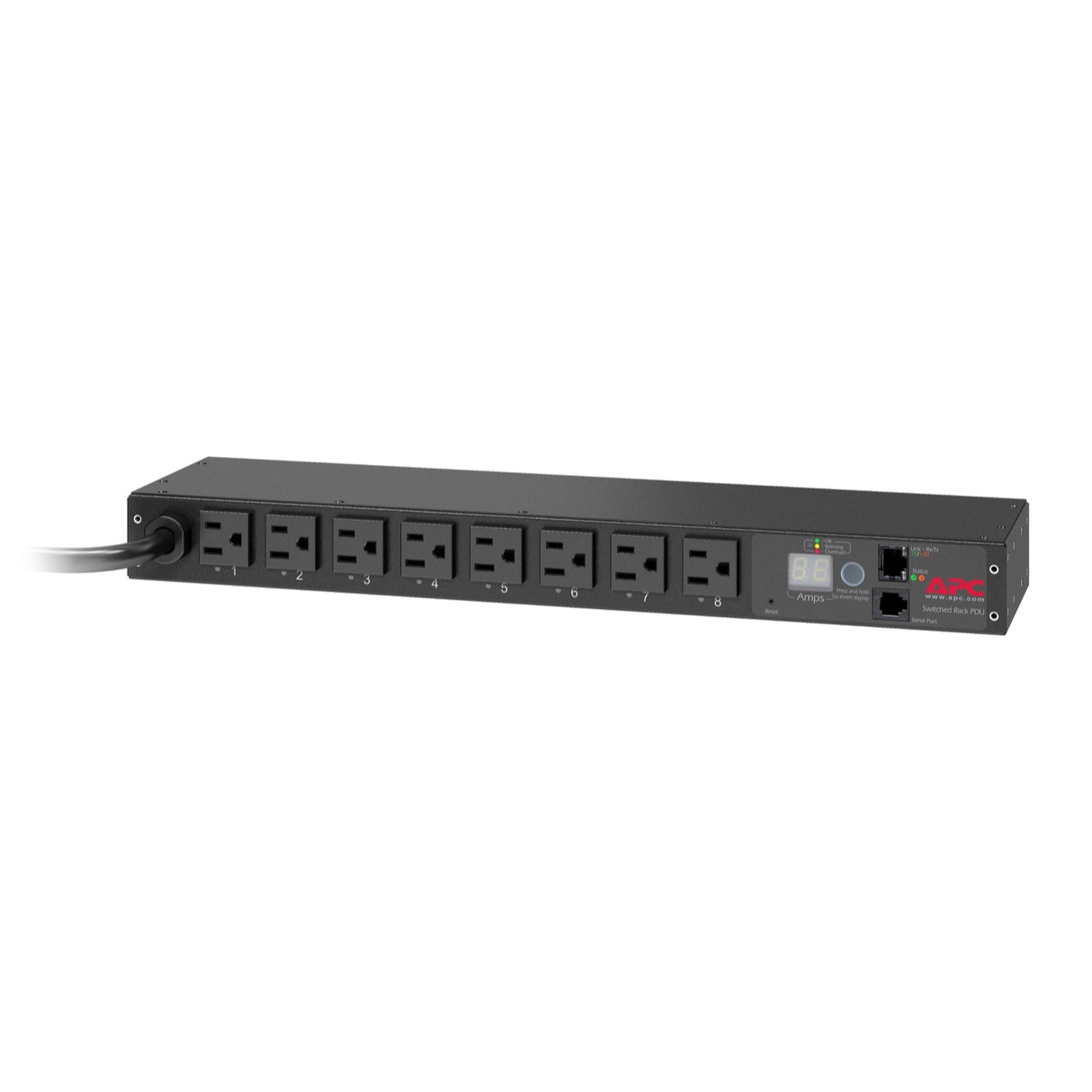 APC NetShelter Switched Rack PDU, 1U, 1.4kW, 120V, 15A, 8 NEMA 5-15R outlet