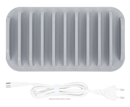 Manhattan Charging Station, 10x Ports: 3x USB-C (up to 18W PD) and 7x USB-A (up to 12W), 120W Total Output, White/Grey, Three Year Warranty