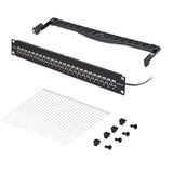 StarTech.com 24 Port 1U Feed Through Patch Panel with Cable Management Bar, Rackmount Shielded Cat6a Ethernet Patch Panel with RJ45 STP Inline Couplers