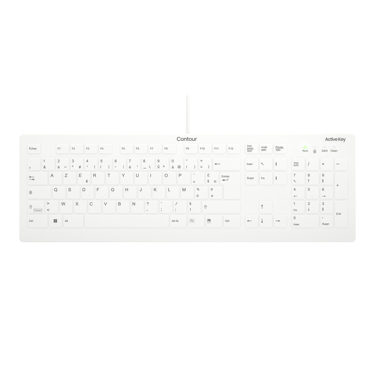Contour Design Active Key Contour QuickClean Medical Keyboard IP68 Full-Size Wired White C8112