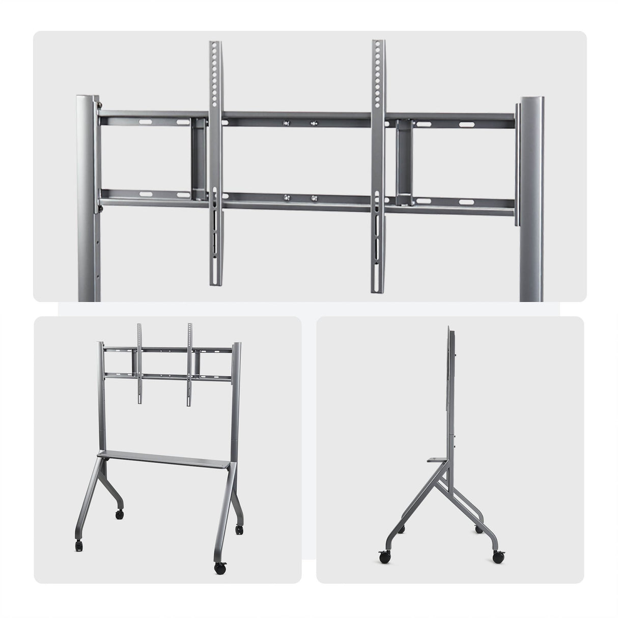StarTech.com Easel-Style TV Cart for up to 100-inch and 220lb / 100kg Displays, Height Adjustable Rolling / Mobile Stand, 3" Lockable Wheels for Easy Transport