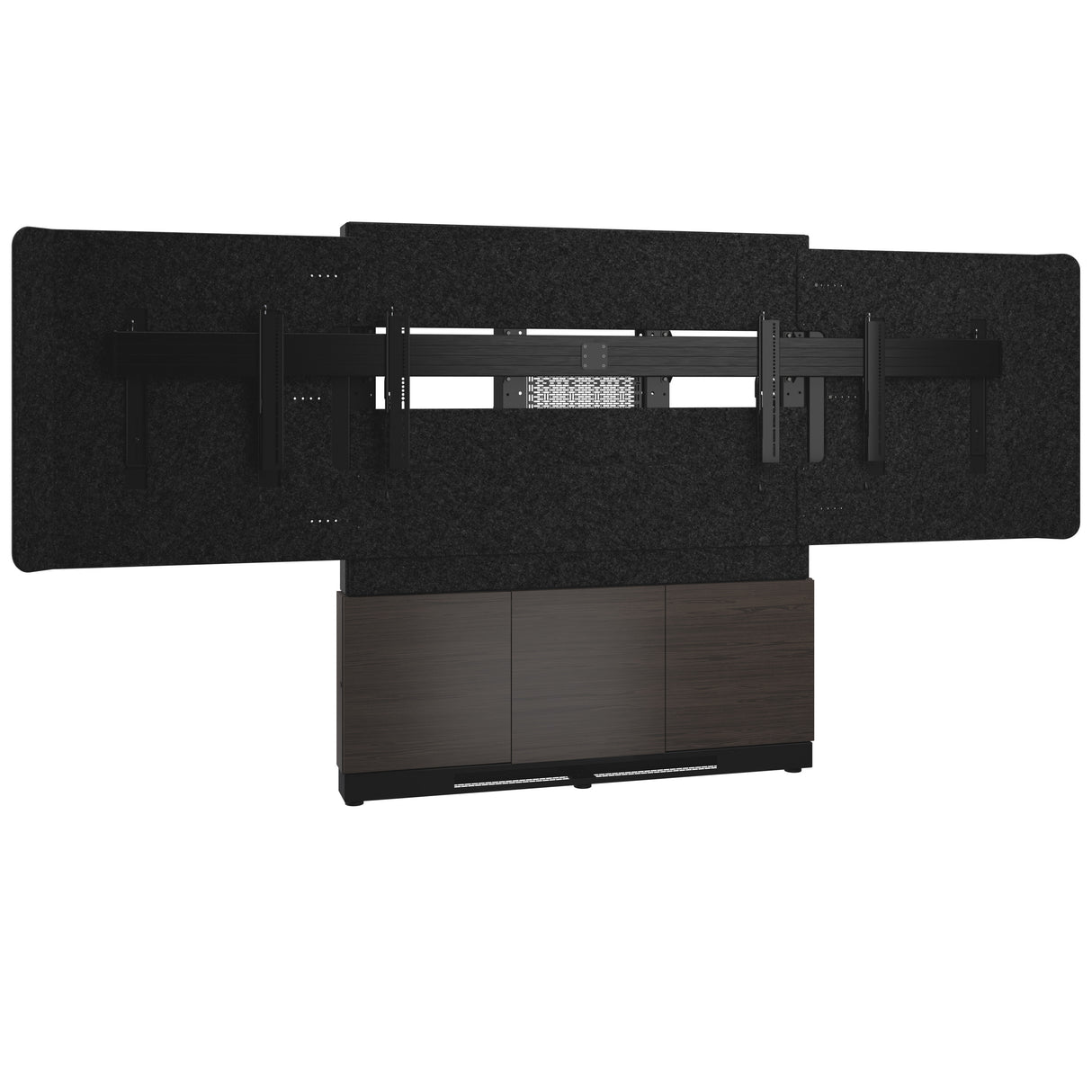 Middle Atlantic ForumTM Floor-to-Wall Mounted 66" (3 Bay) Display Stand for (2) 50" to 55" Displays, Dark Colorway