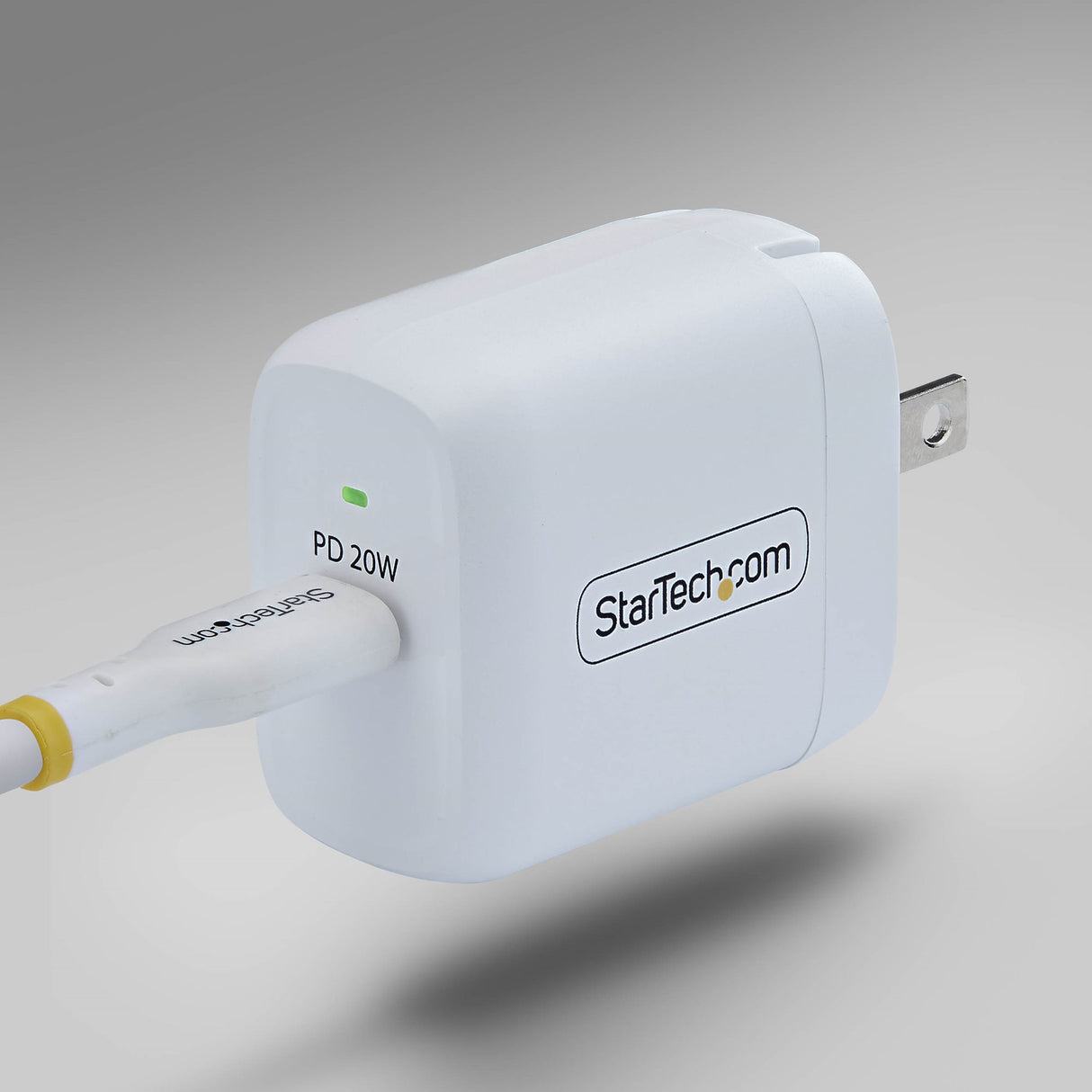 StarTech.com 20W USB‑C Wall Charger, Portable Charger with USB Power Delivery Fast Charging, 5V/9V PD, USB-C Charger, White
