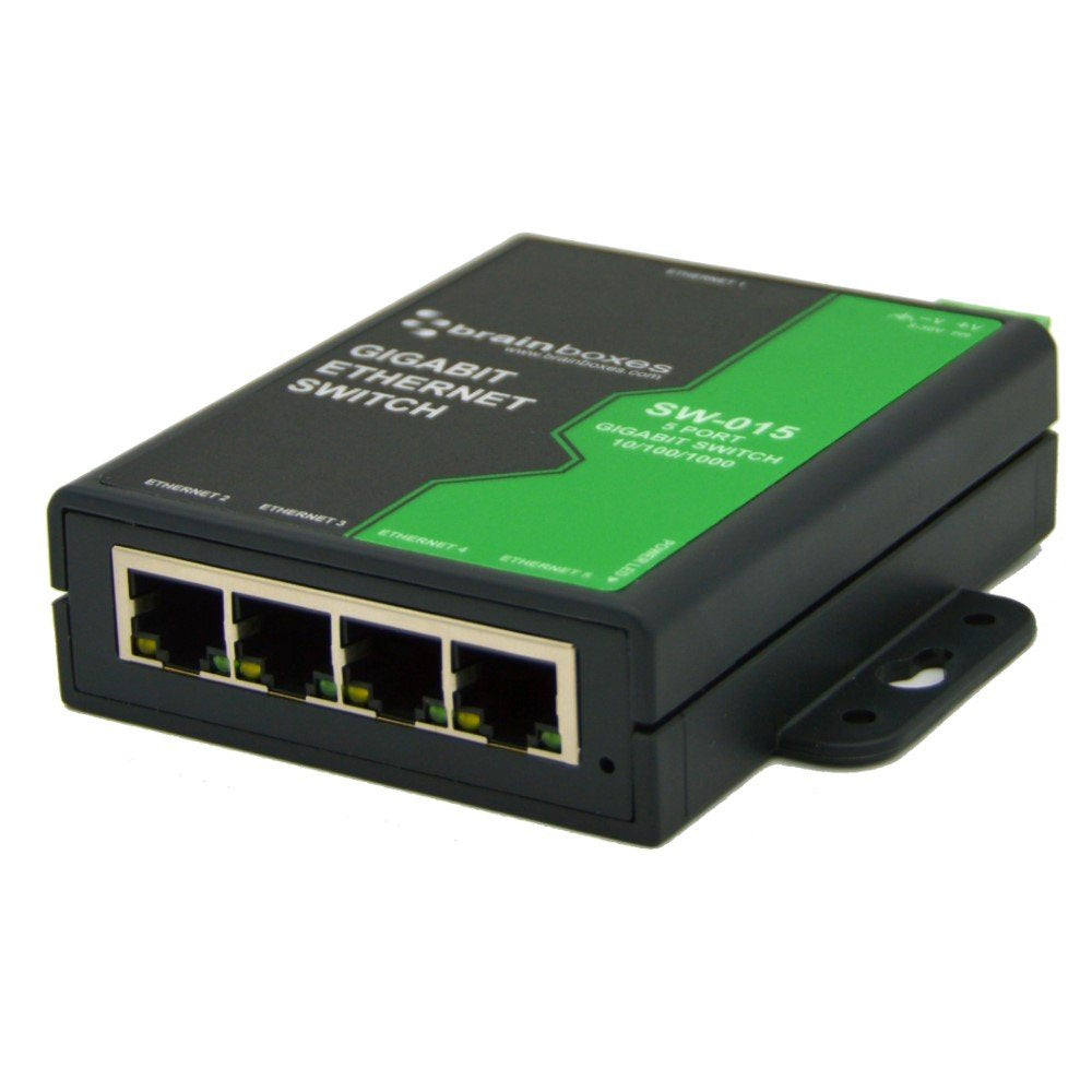 Brainboxes SW-015 network switch Unmanaged Gigabit Ethernet (10/100/1000) Black, Green