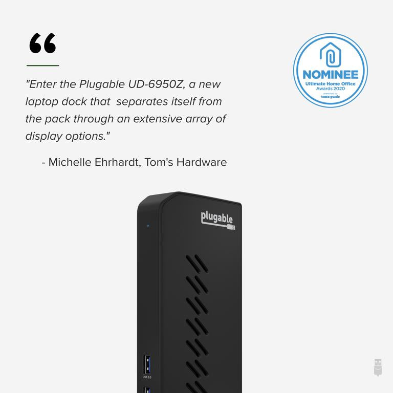 Plugable Technologies UD-6950Z laptop dock/port replicator Docking USB 3.2 Gen 1 (3.1 Gen 1) Type-C Black