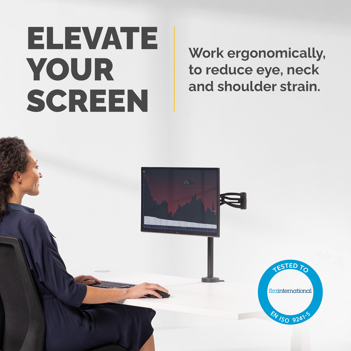 Fellowes Vista Single Monitor Arm - Monitor Mount for 10KG 32 Inch Screens - Adjustable Monitor Desk Mount - Pan 180° Rotation 360°, VESA 75 x 75/100 x 100 - Black