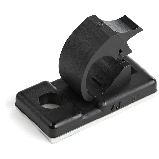 StarTech.com 100 Adhesive Cable Management Clips Black - Network/Ethernet/Office Desk/Computer Cord Organizer - Sticky Cable/Wire Holders - Nylon Self Adhesive Clamp UL/94V-2 Fire Rated - TAA