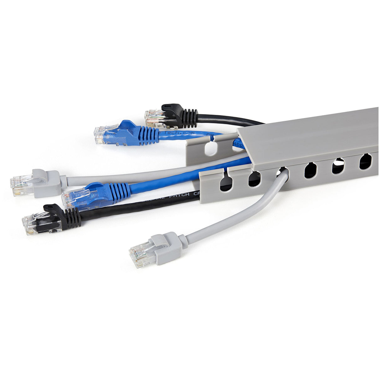 StarTech.com Open Slot Cable Management Raceway with Cover, 1-1/2"(38mm)W x 1"(25mm)H - 6.5ft(2m) length - 1/4"(8mm) Slots, PVC Network Cable Hider/Wall Wire Duct, Max 20 Cables, UL Listed - TAA