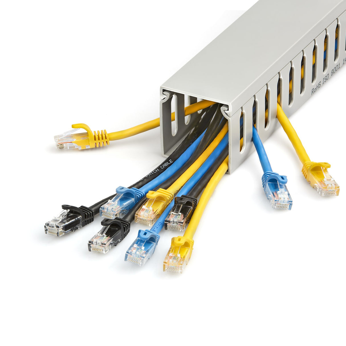 StarTech.com Open Slot Cable Management Raceway with Cover, 2"(50mm)W x 2"(50mm)H - 6.5ft(2m) length - 1/4"(8mm) Slots, PVC Network Cable Hider/Wall Wire Duct, Max 80 Cables, UL Listed - TAA