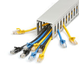 StarTech.com Open Slot Cable Management Raceway with Cover, 2"(50mm)W x 2"(50mm)H - 6.5ft(2m) length - 1/4"(8mm) Slots, PVC Network Cable Hider/Wall Wire Duct, Max 80 Cables, UL Listed - TAA