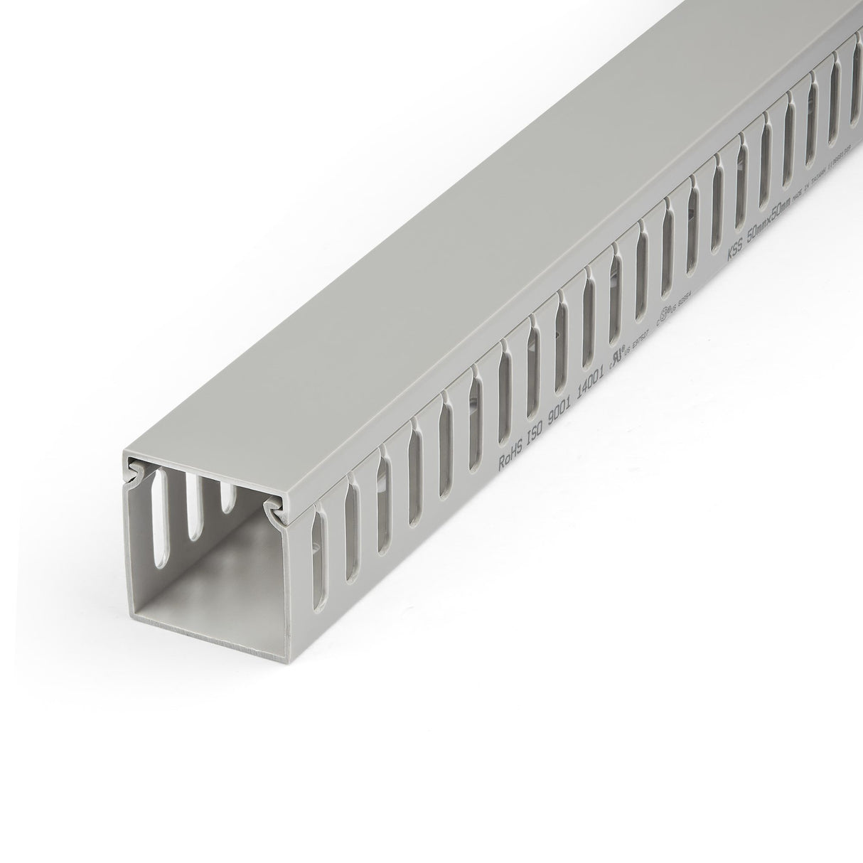 StarTech.com Open Slot Cable Management Raceway with Cover, 2"(50mm)W x 2"(50mm)H - 6.5ft(2m) length - 1/4"(8mm) Slots, PVC Network Cable Hider/Wall Wire Duct, Max 80 Cables, UL Listed - TAA