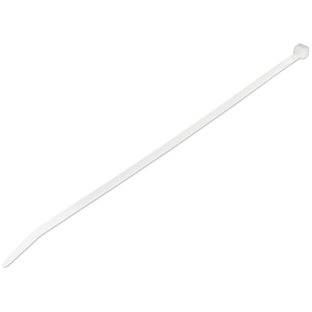 StarTech.com 10"(25cm) Cable Ties - 1/8"(4mm) wide, 2-5/8"(68mm) Bundle Diameter, 50lb(22kg) Tensile Strength, Nylon Self Locking Zip Ties w/ Curved Tip - 94V-2/UL Listed, 100 Pack - White - TAA