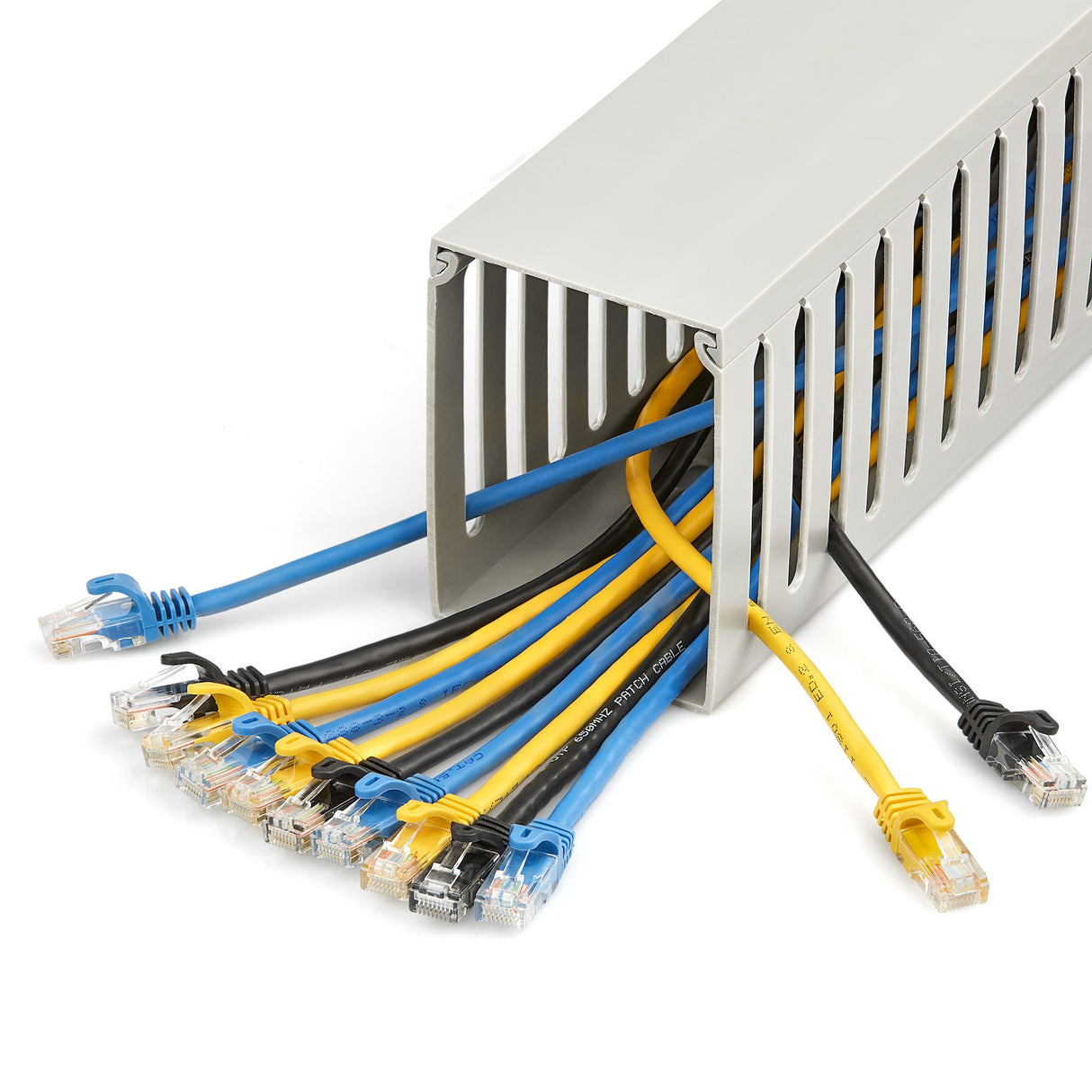 StarTech.com Open Slot Cable Management Raceway with Cover, 3"(75mm)W x 3-7/8"(10cm)H - 6.5ft(2m) length - 1/4"(8mm) Slots, PVC Network Cord Hider/Wall Wire Duct, Max 240 Cables, UL Listed - TAA