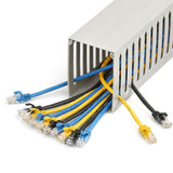 StarTech.com Open Slot Cable Management Raceway with Cover, 3"(75mm)W x 3-7/8"(10cm)H - 6.5ft(2m) length - 1/4"(8mm) Slots, PVC Network Cord Hider/Wall Wire Duct, Max 240 Cables, UL Listed - TAA