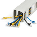 StarTech.com Open Slot Cable Management Raceway with Cover, 3"(75mm)W x 3"(75mm)H - 6.5ft(2m) length - 1/4"(8mm) Slots, PVC Network Cable Hider/Wall Wire Duct, Max 200 Cables, UL Listed - TAA