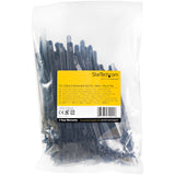 StarTech.com 6"(15cm) Reusable Cable Ties - 1/4"(7mm) wide, 1-3/8"(35mm) Bundle Dia. 50lb(22kg) Tensile Strength, Releasable Nylon Ties, Indoor/Outdoor, 94V-2/UL Listed, 100 Pack - Black - TAA