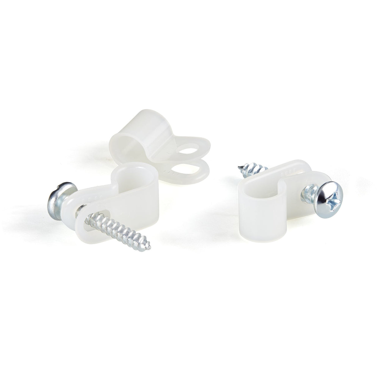StarTech.com 100 Pack Screw Mount Cable Clamps - Medium 6.35mm Bundle Cable Fastener/Holder - R-Type Single Reusable Nylon Clip - Screw Down Ethernet Cord Management Clamp - UL/94V-2 Rated - TAA