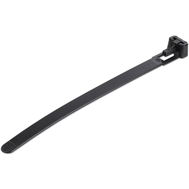 StarTech.com 5"(12cm) Reusable Cable Ties - 1/4"(7mm) wide, 1-1/8"(30mm) Bundle Dia. 50lb(22kg) Tensile Strength, Releasable Nylon Ties, Indoor/Outdoor, 94V-2/UL Listed, 100 Pack - Black - TAA