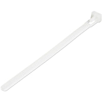 StarTech.com 6"(15cm) Reusable Cable Ties - 1/4"(7mm) wide, 1-3/8"(35mm) Bundle Dia. 50lb(22kg) Tensile Strength, Releasable Nylon Ties, Indoor/Outdoor, 94V-2/UL Listed, 100 Pack - White - TAA
