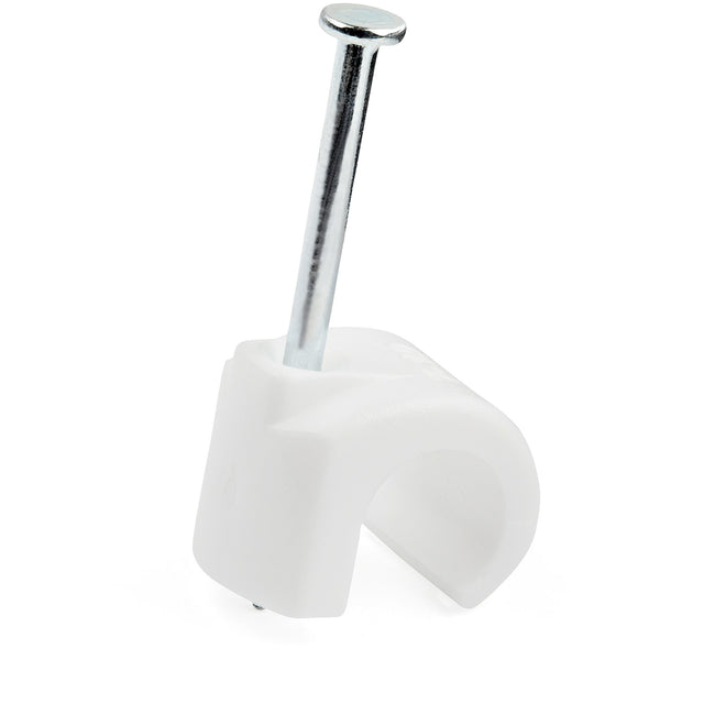 StarTech.com 100 Pack Large Cable Clips with Nail - Reusable - Nail-in Clamps - Wire Holding Clips - Ethernet Cord/AV/Coax Cable Fasteners - Brick/Drywall Mounting Cable Tacks - White - TAA