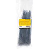 StarTech.com 10"(25cm) Reusable Cable Ties - 1/4"(7mm) wide, 2-1/2"(65mm) Bundle Dia. 50lb(22kg) Tensile Strength, Releasable Nylon Ties, Indoor/Outdoor, 94V-2/UL Listed, 100 Pack - Black - TAA