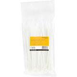 StarTech.com 8"(20cm) Cable Ties - 1/8"(4mm) wide, 2-1/8"(55mm) Bundle Diameter, 50lb(22kg) Tensile Strength, Nylon Self Locking Zip Ties with Curved Tip - 94V-2/UL Listed, 100 Pack - White - TAA