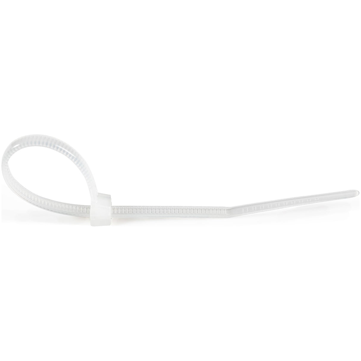 StarTech.com 4"(10cm) Cable Ties - 1/16"(2mm) wide, 7/8"(22mm) Bundle Diameter, 18lb(8kg) Tensile Strength, Nylon Self Locking Zip Ties with Curved Tip - 94V-2/UL Listed, 100 Pack - White - TAA