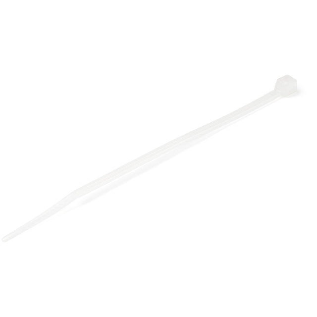 StarTech.com 4"(10cm) Cable Ties - 1/16"(2mm) wide, 7/8"(22mm) Bundle Diameter, 18lb(8kg) Tensile Strength, Nylon Self Locking Zip Ties with Curved Tip - 94V-2/UL Listed, 100 Pack - White - TAA