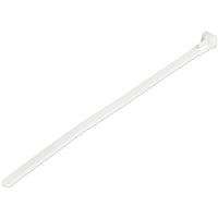 StarTech.com 8"(20cm) Reusable Cable Ties - 1/4"(7mm) wide, 1-7/8"(50mm) Bundle Dia. 50lb(22kg) Tensile Strength, Releasable Nylon Ties, Indoor/Outdoor, 94V-2/UL Listed, 100 Pack - White - TAA