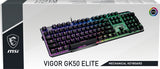 MSI UK VIGOR GK50 ELITE Mechanical Gaming Keyboard 'UK-Layout, KAILH Box-White Switches, Per Key RGB Light LED Backlit, Tactile, Floating Key Design, Water Resistant, Center'