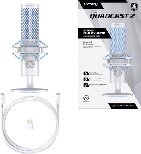 HyperX QuadCast 2 - USB Microphone (Frost) Gray Table microphone