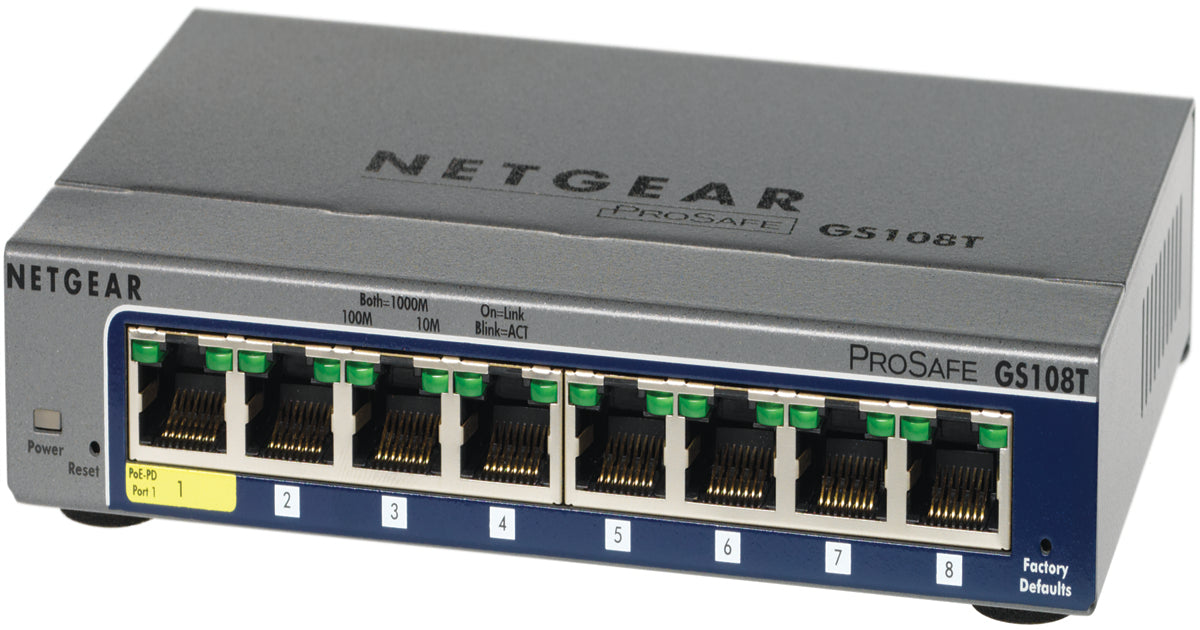 NETGEAR GS108T Managed Power over Ethernet (PoE)