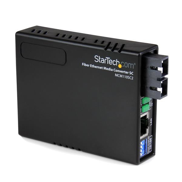 StarTech.com Multi-Mode (MM) SC Fiber Media Converter for 10/100Mbps Networks, Standalone Ethernet to SC MM Fiber Media Converter, 1310nm, 2km - TAA
