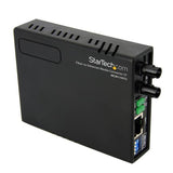 StarTech.com Multi-Mode (MM) ST Fiber Media Converter for 10/100Mbps Networks, Standalone Ethernet to ST MM Fiber Media Converter, 1310nm, 2km - TAA