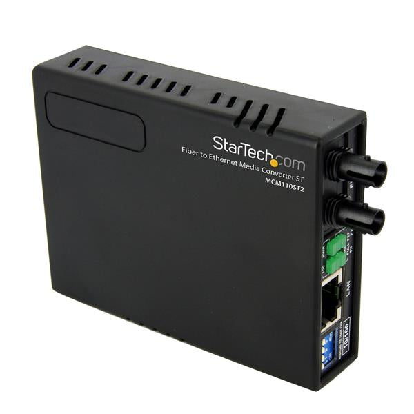 StarTech.com Multi-Mode (MM) ST Fiber Media Converter for 10/100Mbps Networks, Standalone Ethernet to ST MM Fiber Media Converter, 1310nm, 2km - TAA