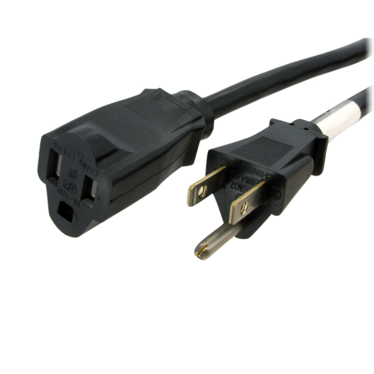 StarTech.com 20ft (6m) Power Extension Cord, NEMA 5-15R to NEMA 5-15P Black Extension Cord, 13A 125V, 16AWG, Outlet Extension Power Cable, NEMA 5-15R to NEMA 5-15P AC Computer Power Cord - UL Listed