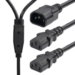 StarTech.com 6ft (1.8m) Power Cord Splitter, C14 to 2x C13 AC Power Cable, 10A 250V, 18AWG, AC Power Cord Splitter, PC Power Supply Cable, TAA Compliant, UL Listed