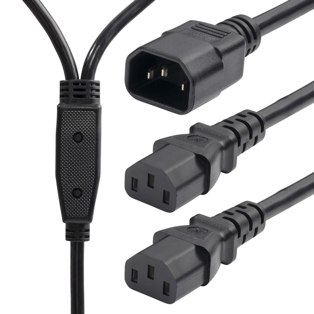 StarTech.com 6ft (1.8m) Power Cord Splitter, C14 to 2x C13 AC Power Cable, 10A 250V, 18AWG, AC Power Cord Splitter, PC Power Supply Cable, TAA Compliant, UL Listed