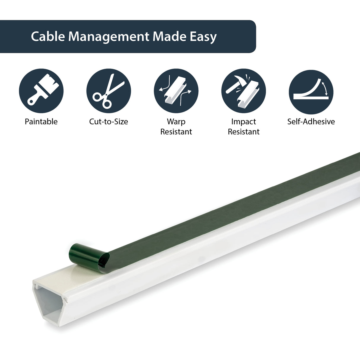 StarTech.com 6 ft 2 Piece Cable Raceway Duct - White - TAA