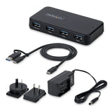 StarTech.com 4-Port USB-A Hub, 5Gbps, Self-Powered, 2-in-1 USB-C and USB-A Host Cable, 1x BC 1.2 Charging Port, 24W Power Adapter Included, MacBook and Windows