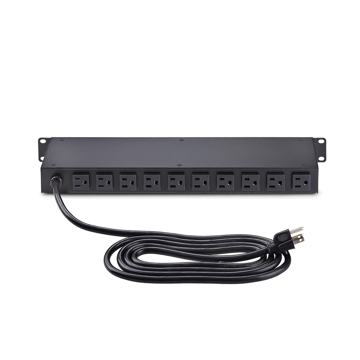 StarTech.com 12-Outlet Horizontal Rack Mount Metered PDU, 1U Server Power Strip w/Surge Protector, 125V/15A, 8ft (2.4m) Power Cable, Power Distribution Unit, TAA