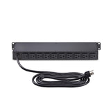StarTech.com 12-Outlet Horizontal Rack Mount Metered PDU, 1U Server Power Strip w/Surge Protector, 125V/15A, 8ft (2.4m) Power Cable, Power Distribution Unit, TAA