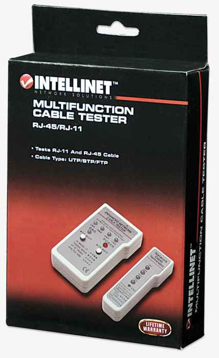 Intellinet Multifunction Cable Tester, RJ-45 and RJ-11, UTP/STP/FTP, Shielded and Unshielded