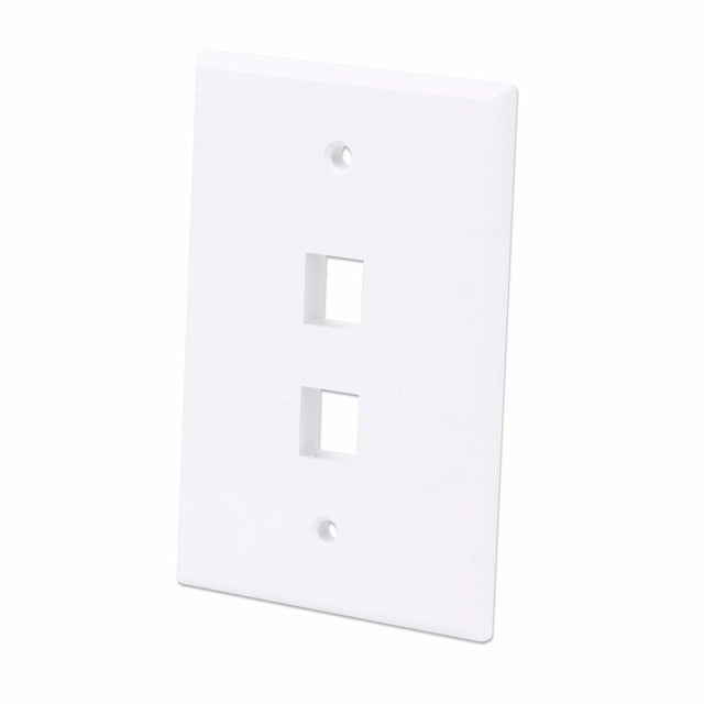 Intellinet 2-Outlet Oversized Keystone Wall Plate, White