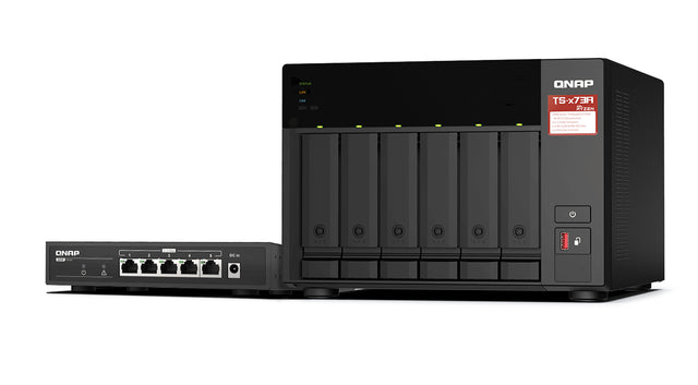 QNAP TS-673A-SW5T NAS/storage server Tower Ryzen Embedded V1500B 8 GB DDR4 0 TB QNAP QTS Black