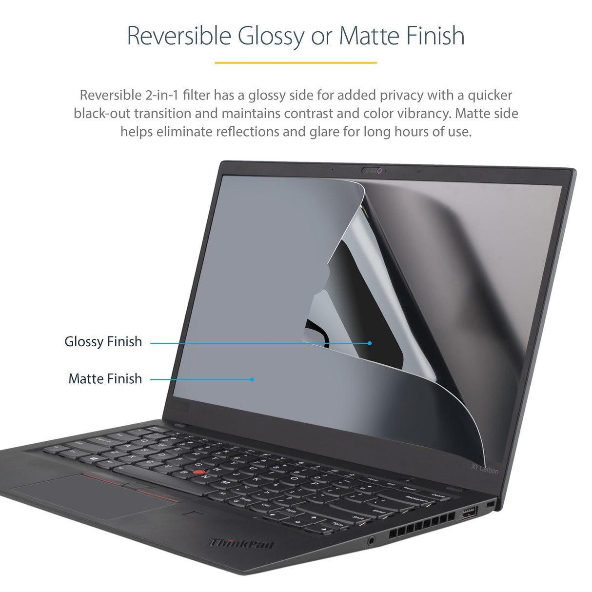 StarTech.com 17.3-inch 16:9 Laptop Privacy Filter, Anti-Glare Privacy Screen w/51% Blue Light Reduction, Notebook Screen Protector w/ +/- 30 Degrees Viewing Angle, Matte/Glossy