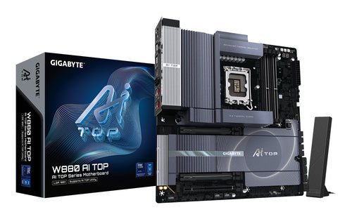 GIGABYTE W880 AI TOP Motherboard - Supports Intel Core Ultra CPUs, 16+1+2 Phases Digital VRM, up to 9466Hz DDR5 (OC), 1xPCIe 5.0 + 3xPCIe 4.0, Wi-Fi 7, 10GbE LAN, Thunderbolt 5