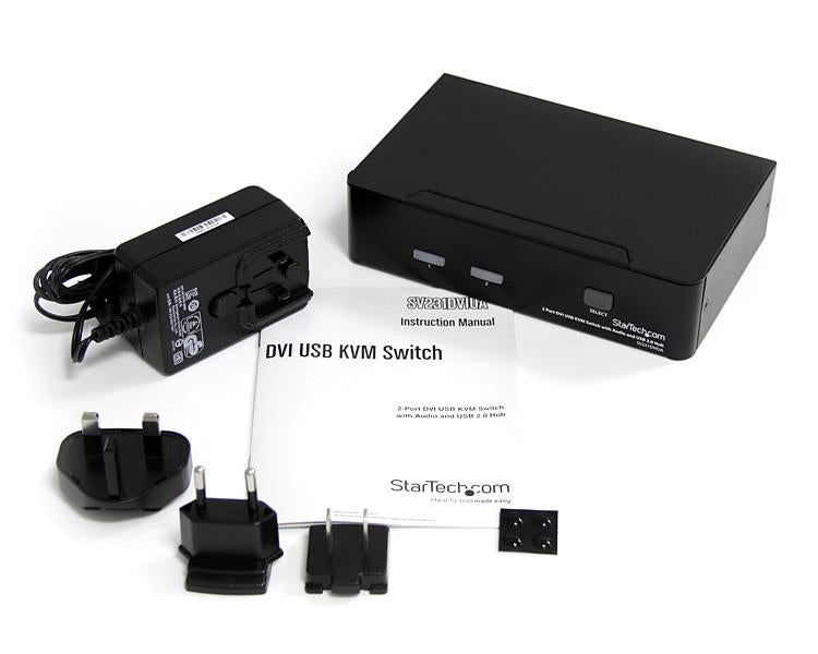 StarTech.com 2 Port DVI USB KVM Switch with Audio and USB 2.0 Hub - TAA